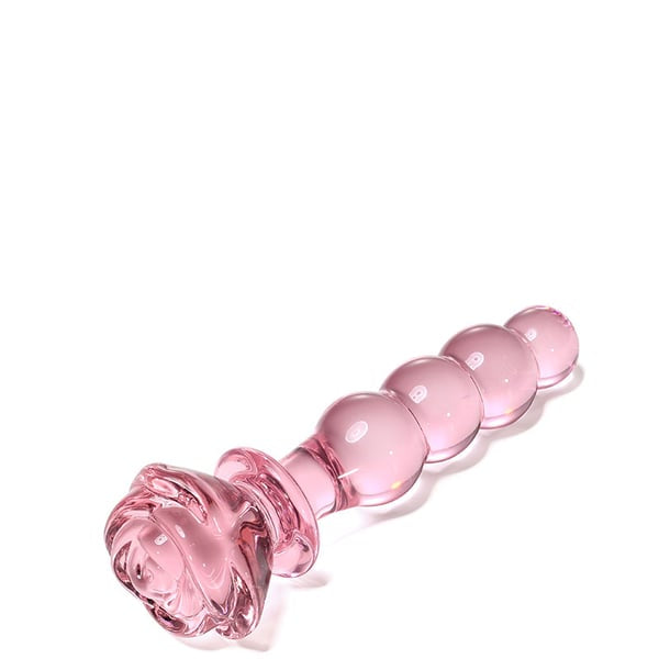 Plug Anal Escalonado em Vidro Com Base em Formato de Rosa