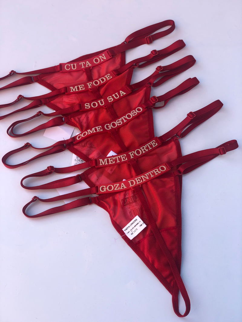 CALCINHA TULE FIO COM ESCRITA QUE BRILHA NO ESCURO