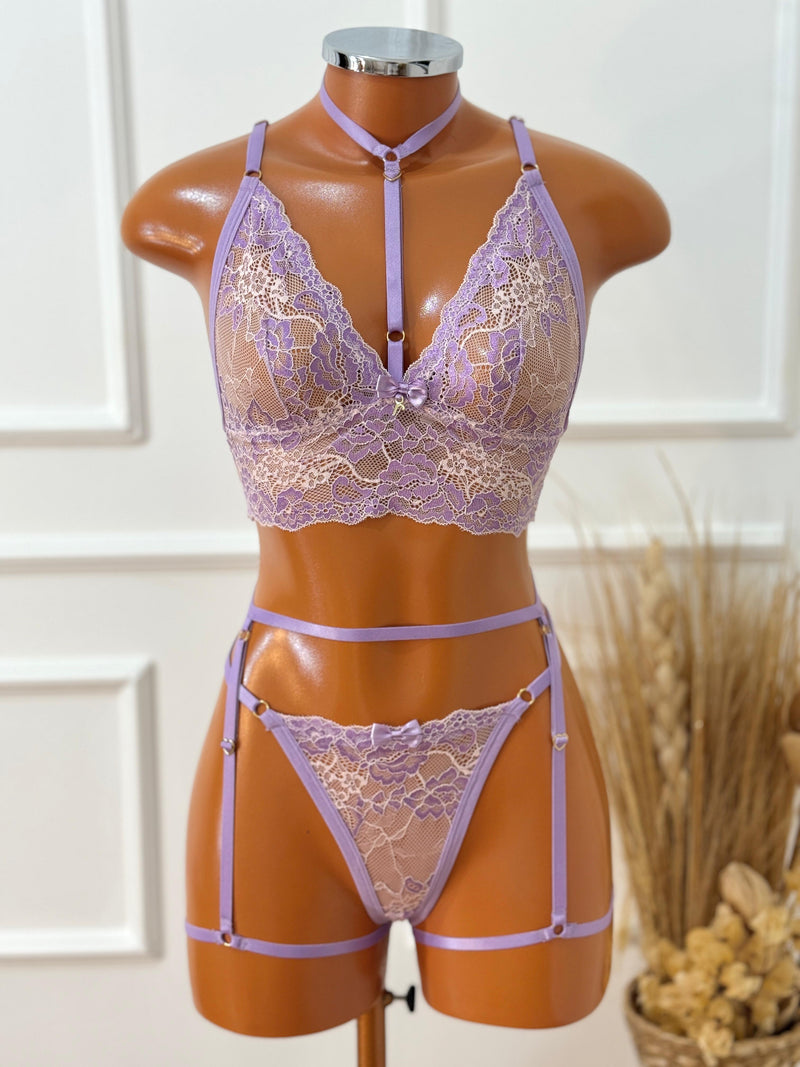 CONJUNTO PODEROSA - LILÁS COM ROSA ROMANCE