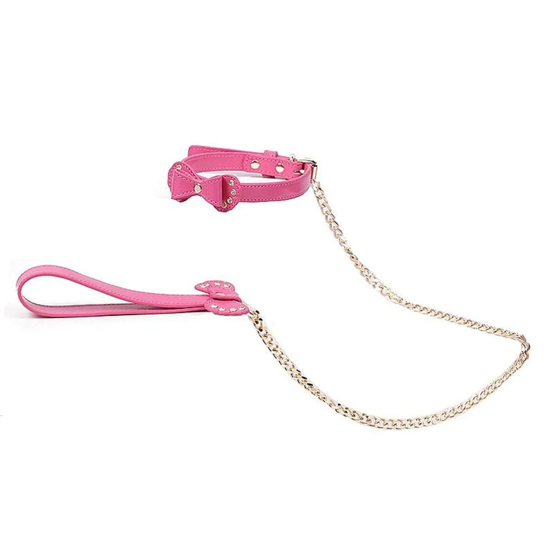 COLEIRA COM GUIA EM COURO FAKE