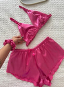 BABY DOLL CETIM PINK - 3 PEÇAS