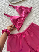 BABY DOLL CETIM PINK - 3 PEÇAS