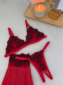 CONJUNTO BEIJO QUENTE - VERMELHO COM PRETO