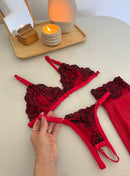 CONJUNTO BEIJO QUENTE - VERMELHO COM PRETO