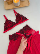 CONJUNTO BEIJO QUENTE - VERMELHO COM PRETO