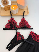 CONJUNTO BEIJO QUENTE - PRETO COM VERMELHO