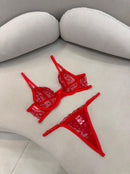 CONJUNTO ENCANTO FLORAL - VERMELHO