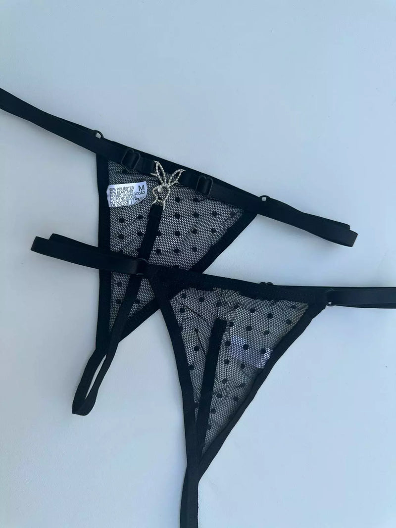 CALCINHA PLAYBOY TULE BORDADO